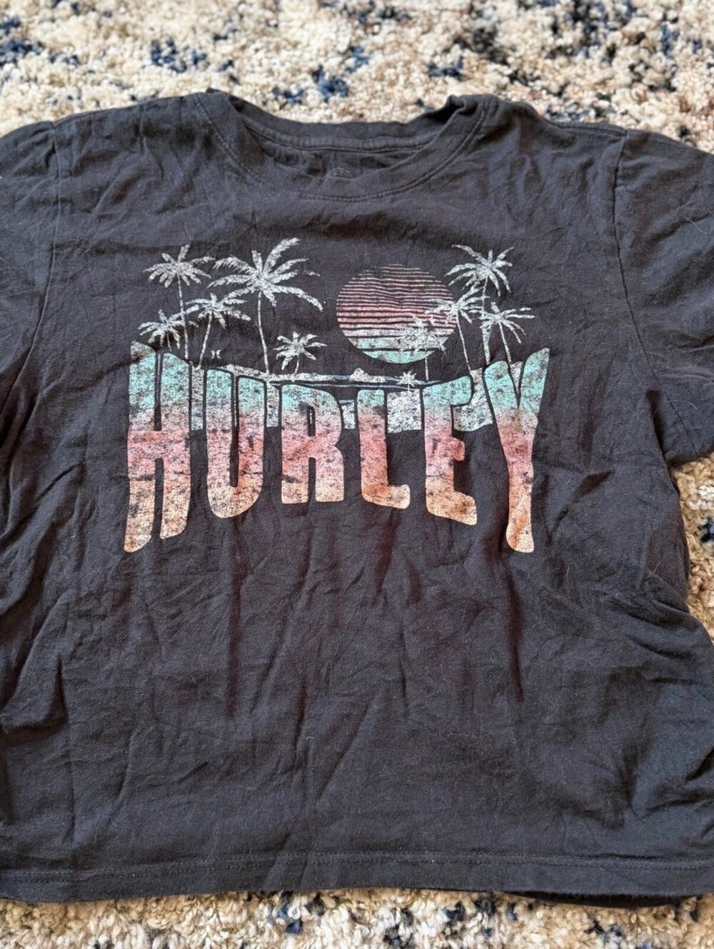 Hurley Palm Tree Sunset Graphic Tee Shirt S
